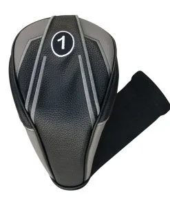 PU Leatherette Black/Gray Headcovers With Sock