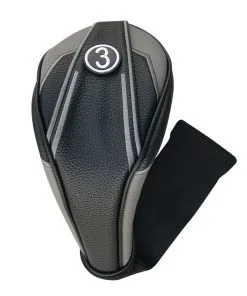 PU Leatherette Black/Gray Headcovers With Sock -Custom Clubs shop HC 2208 FW X min