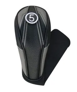 PU Leatherette Black/Gray Headcovers With Sock -Custom Clubs shop HC 2208 HY X min