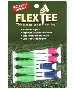 FlexTee Flexible Golf Tees Florescent Green/Blue/Pink - Pack Of 8
